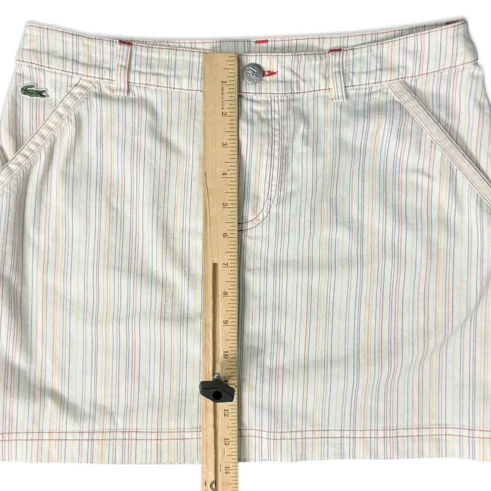 Lacoste White Pink Blue Green Pastel Pinstripe Pencil Mini Skirt size 36 / 4 / S